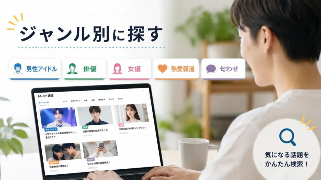 ジャンル別に芸能人の人物情報と恋愛情報を探す